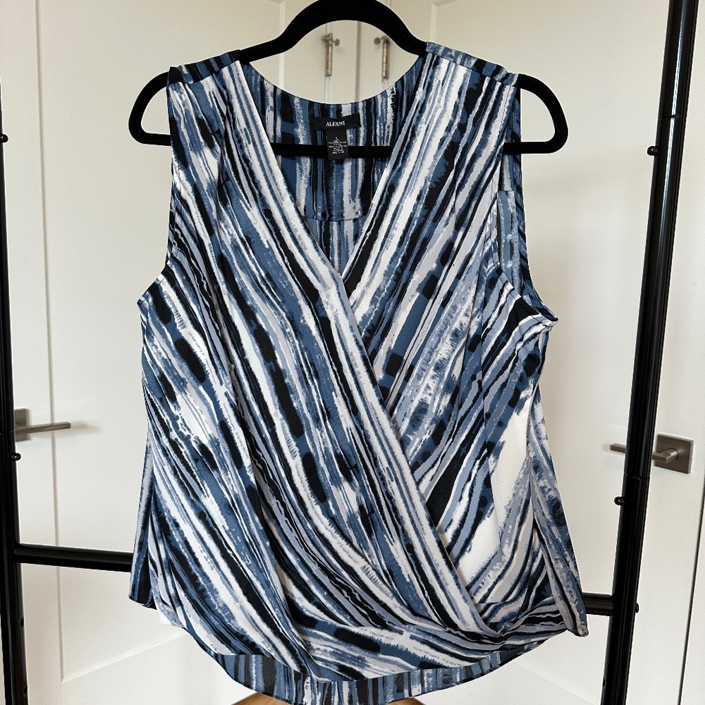 Alfani Blouse - Women's L - Blue, Black